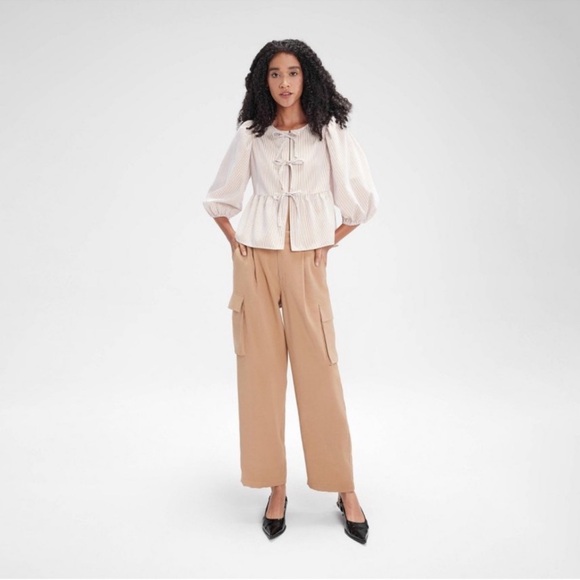 XXL Puff 3/4 Sleeve Tie-Front
Blouse - A New Day Striped - Picture 14 of 14